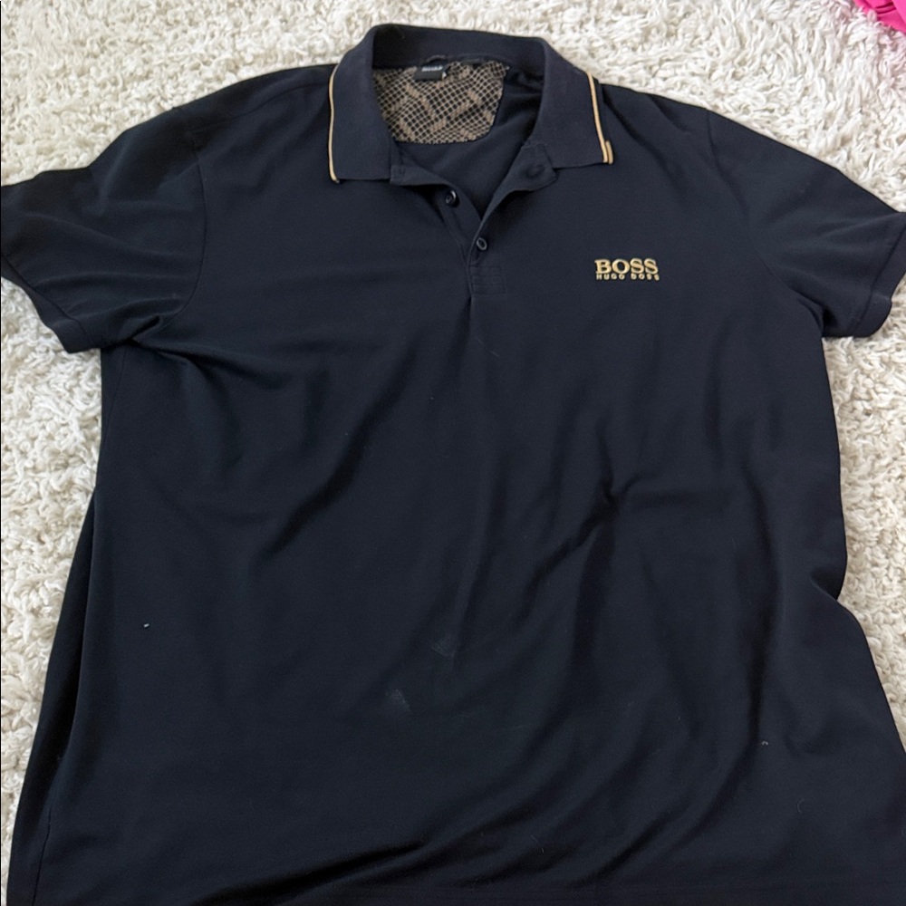 Boss Black Polo Shirt with Gold Accents